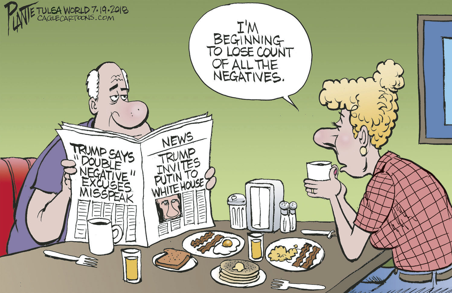 Bruce Plante Cartoon: Trump's double negative